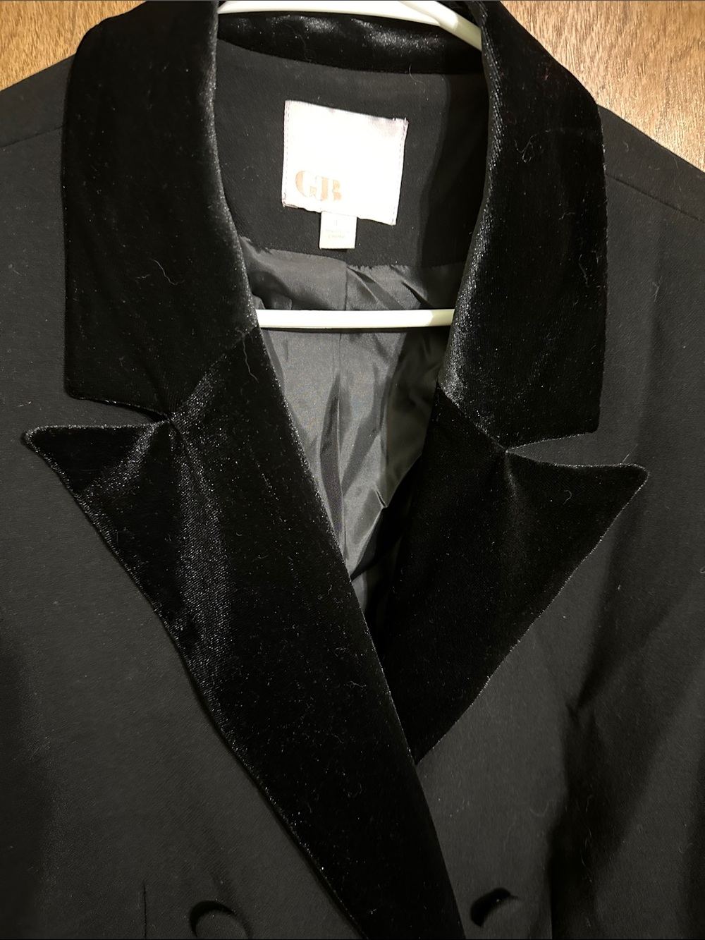 GB Black Cropped Double Breasted Velvet Lapel Blazer Size L - Picture 5 of 13